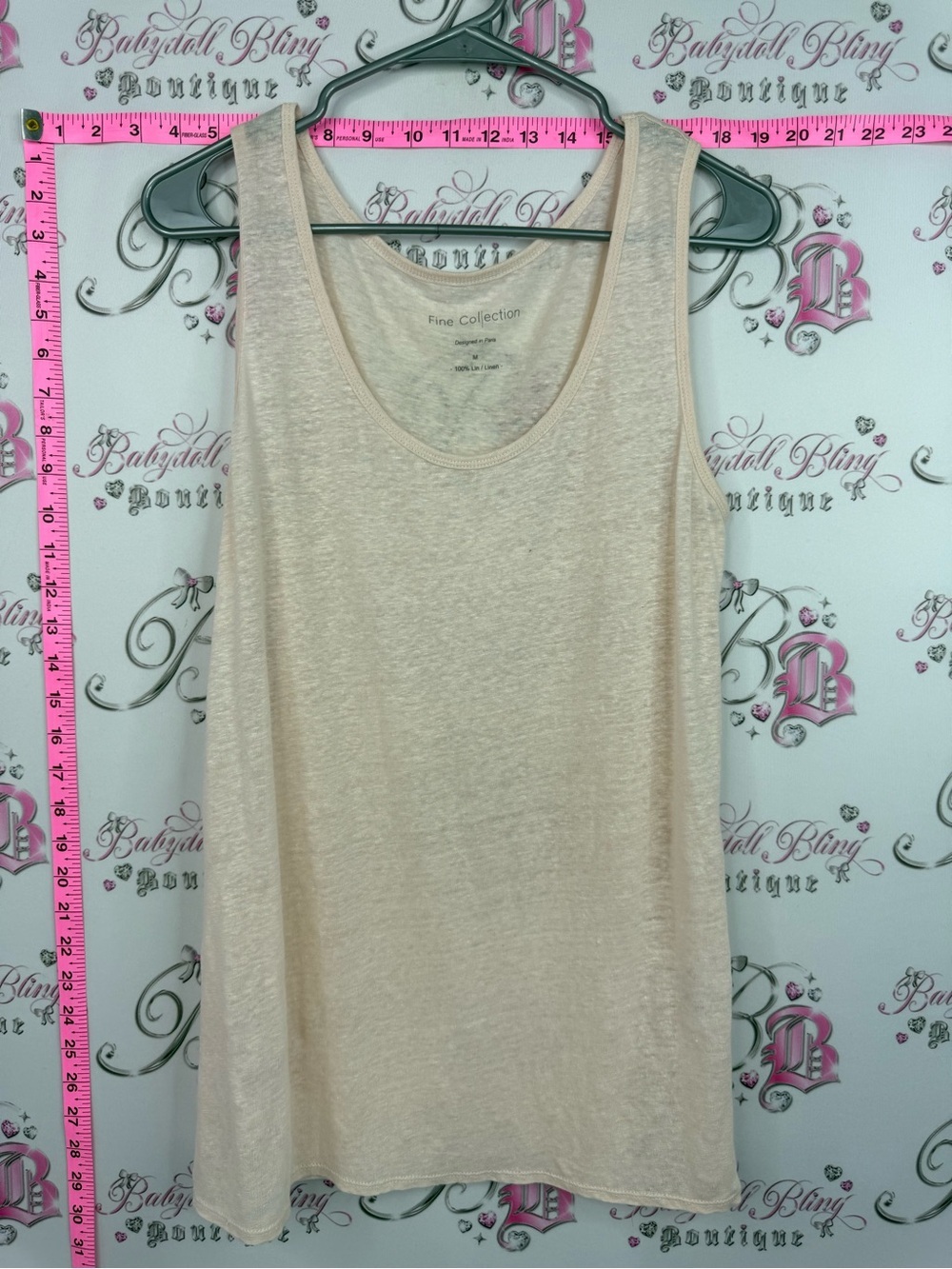 Fine collection linen designed in Paris Women's Cream Sleeveless Tank Top